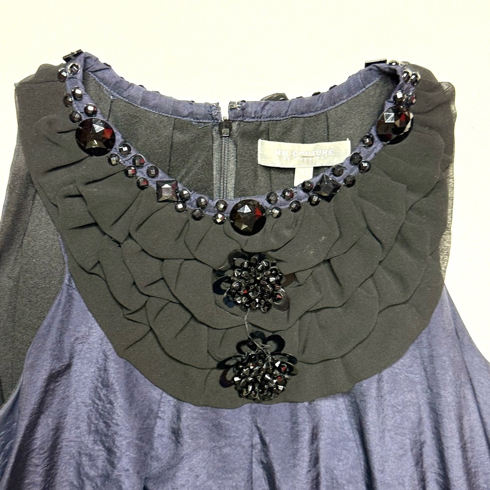 MM Couture by Miss Me Elegant Navy Sleeveless Dress with Black Accents Size M - Picture 6 of 7
